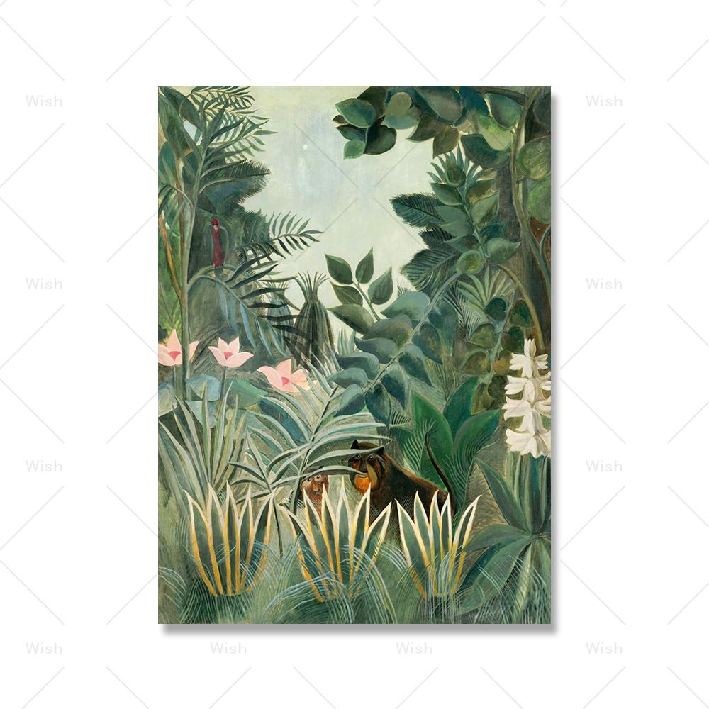 Famous Henri Rousseau Landscape Canvas Painting Modern Forest Posters and Prints Wall Art Picture for Living Room Home Decor