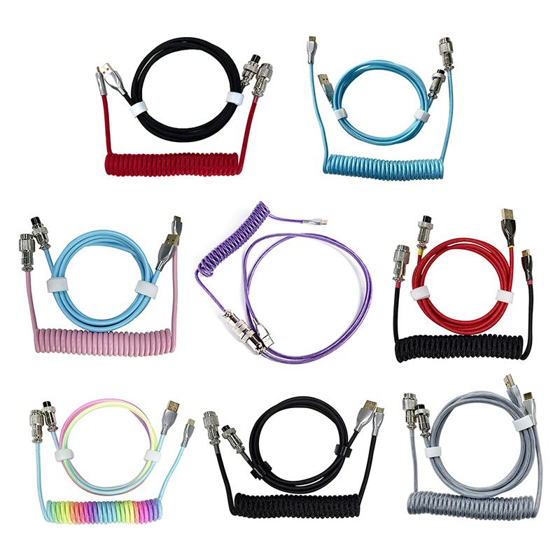 Mechanical Keyboard Coiled Cable USB Type C Port Wire PC Computer Aviation Connector Desktop Computer For DIY Keyboard Accessory