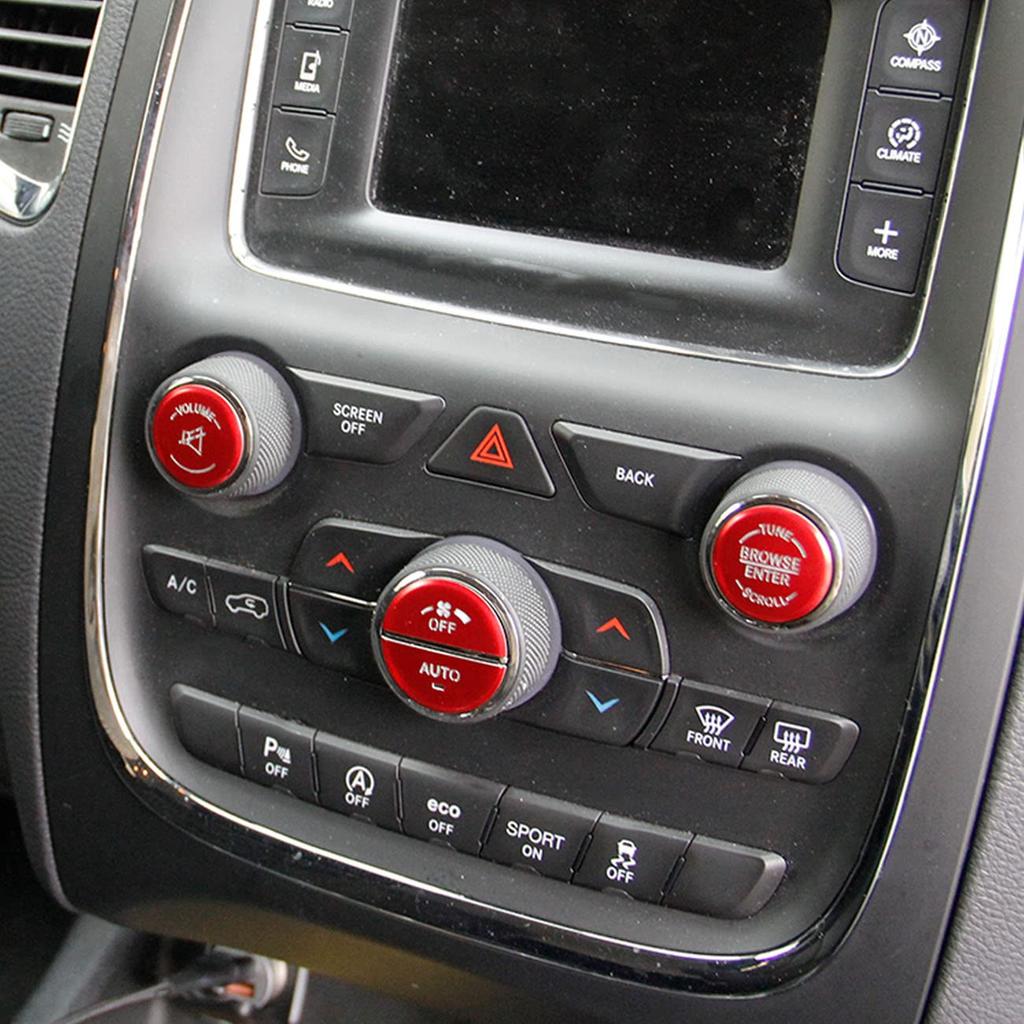 Aluminum Alloy Air Conditioner Switch CD Button Pervious Light Patch Cover for 14-20 Dodge Durango 15-22 Dodge Charger Challenger Chrysler 300 for