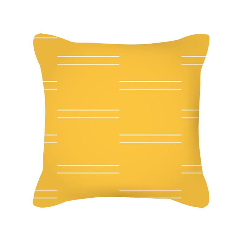 Yellow Geometric Stripe Sofa Cushion Cover Flower Pattern Decorative Throw Pillow  Nordic Style Home