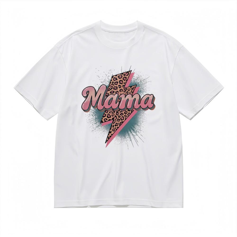 

Women s Trend Fashionable Breathable Classic T-Shirt Lightning Leopard Mama Tee 2XL