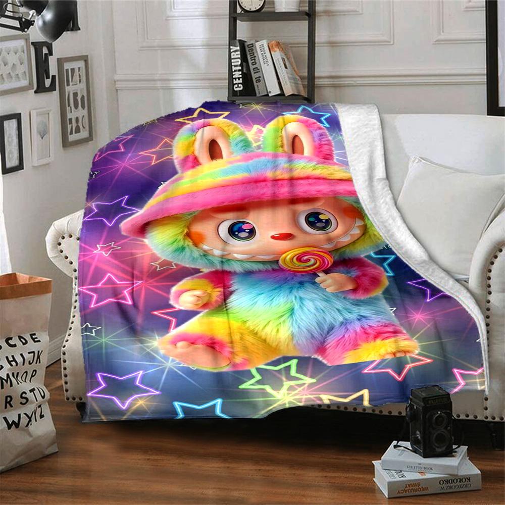 Labubu Blanket Durable Comfort Great For Bed Office Chair Seaside Four Seasons Universal Digital Print Birthday Christmas Gift Blanket
