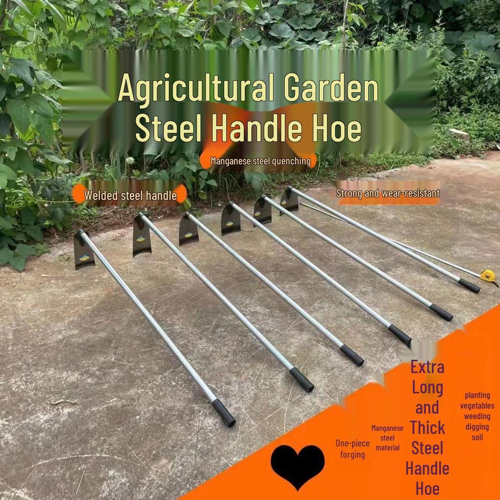 Enxada de Aço Manganês de Cabo Longo para Capinar e Lavrar