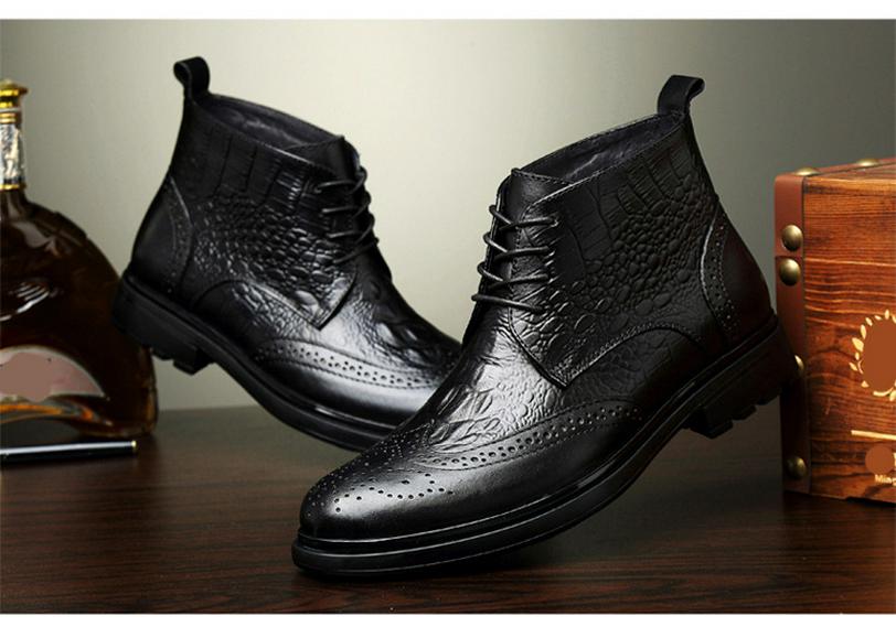 Plus Size Men's British Style Genuine Leather Chelsea Ankle Boots
