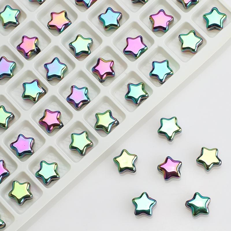 

100Pcs/Lot Star Pendants 8Mm Faceted Glass Loose Beads Handmade For Jewelry Diy Making Accessories In Bulk