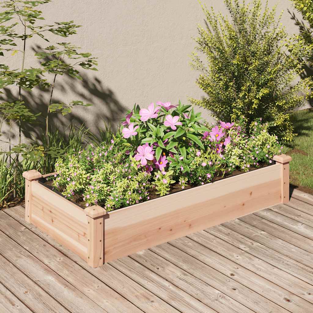 Raised Garden Bed with Liner 120 X 60 X 25 Cm Solid Pine Wood Brown