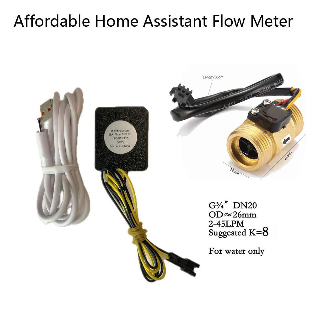 Affordable Brass/Alloy Shell Home Assistant Wifi Flow Kit Multiple Sizes Flow Measurement Water Flow Sensor Turbine Flowmeter