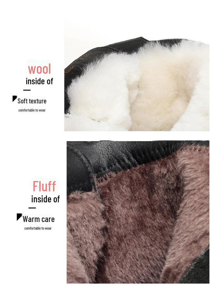 Botas Martin de Cuero Genuino para Mujer - Otoño/Invierno 2024, Tacón Bajo, Acolchado de Terciopelo, Suela Plana, Forrado de Algodón