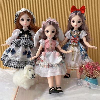 30CM Mini Movable 23Jointed Doll Girls Toy 3D Big Eyes BJD Princess Full Outfits Dresses  Collection Childrens Doll Gift
