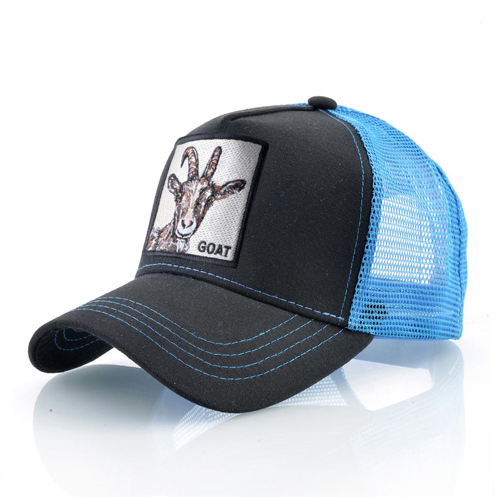 Modische Trucker Caps mit Stickerei Ziegen-Patch Vier Jahreszeiten Snapback Baseballkappe für Männer Frauen Verstellbarer Schirmhut