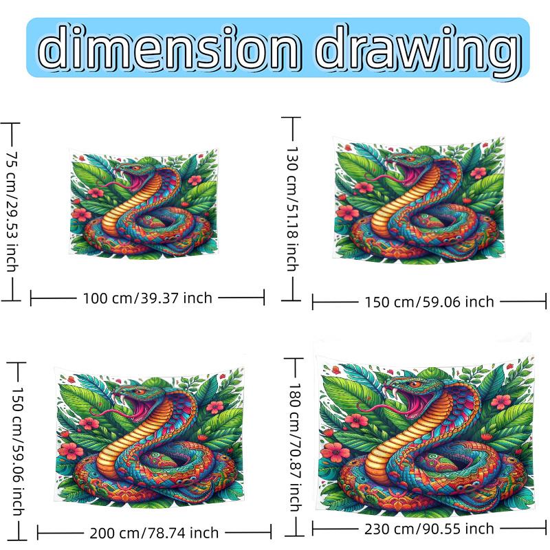 Snake Coils Around The Flower Bed Digital Printing Polyester Wall Tapestry Suitable For Use In Living Rooms Bedrooms Bars Party