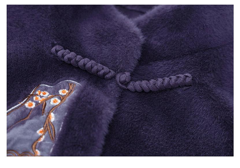 Eleganter Kunstmink-Samtmantel für Damen – Mittellanger Winterstil für reife Damen