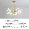 Nordic G4 Led Chandelier Lighting Modern Branch Pendant Light Living Room Gold / Black Art Decor Indoor Lighting(bulb NOT Included)