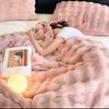 Plush Faux Rabbit Fur Blanket Sofa Bed Office Winter Warm Throw Soft Cozy Lap