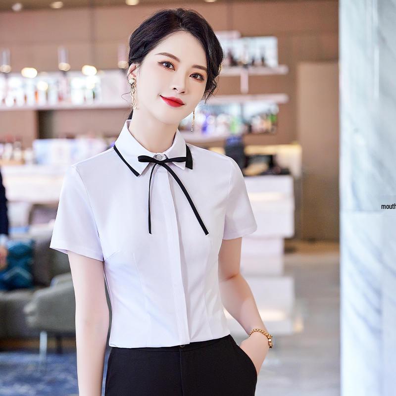 Women's Professional White Short-Sleeve Shirt - Spring/Summer 2026 Collection
