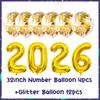 32inch 2026 Foil Balloons Color New Year Party Decorations Anniversary Supplies 12 Inch Glitter Latex Balloons Photo Booth Props