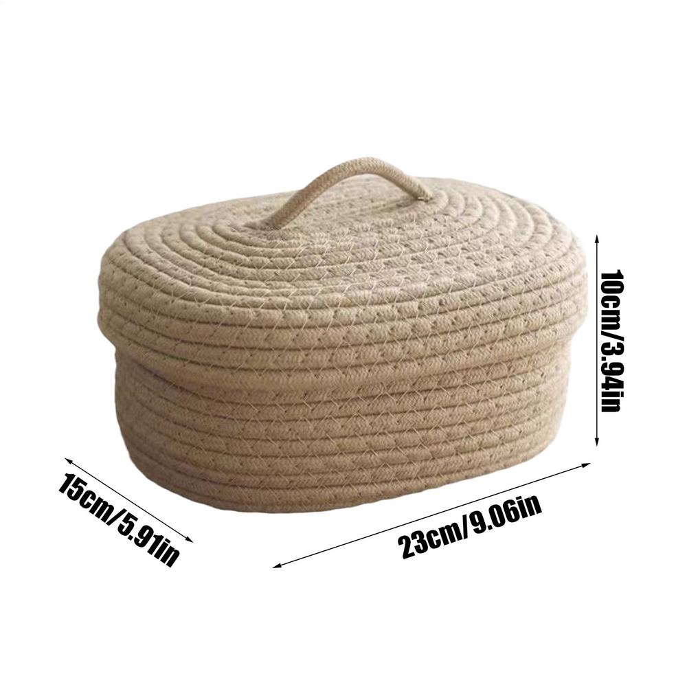 Woven Organizer Baskets Cotton Rope Organizing Baskets With Lid For Cosmetics Multipurpose Nursery Storage Bins For Towel Toy хаки 2800₽