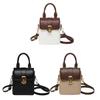 Handbag Contrast Color Phone Bag PU Ins Square Tote Bag Retro Simple Shoulder Bag  Travel