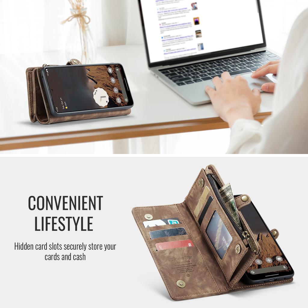 Detachable Magnetic Leather Phone Case for Google Pixel 10 Pro XL Pixel9 9A Wireless Charging Card Slot Wallet Hand Strap Cover