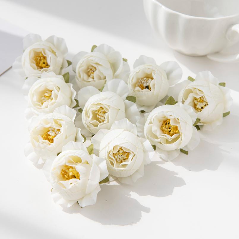 40/80pcs Artificial Flower Silk Rose Wedding Garden Festival Party Wreath Headdress Diy Gift Home Vase Scrapbook Bridal  Decor