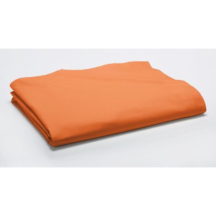 Drap Plat - LA MAISON D'AMELIE - INTIMITY - 240 x 300 cm - 100% coton - Mandarine