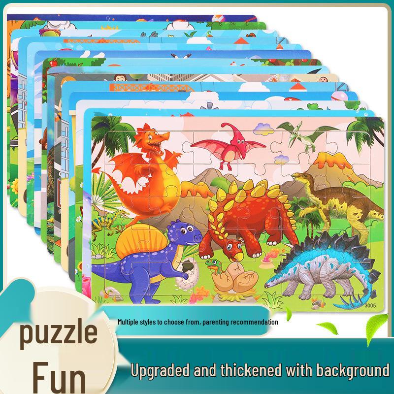 Dinosaur Wooden Puzzle for Children Ages 3-6: Educational and DIY Hand-Grasp Puzzle