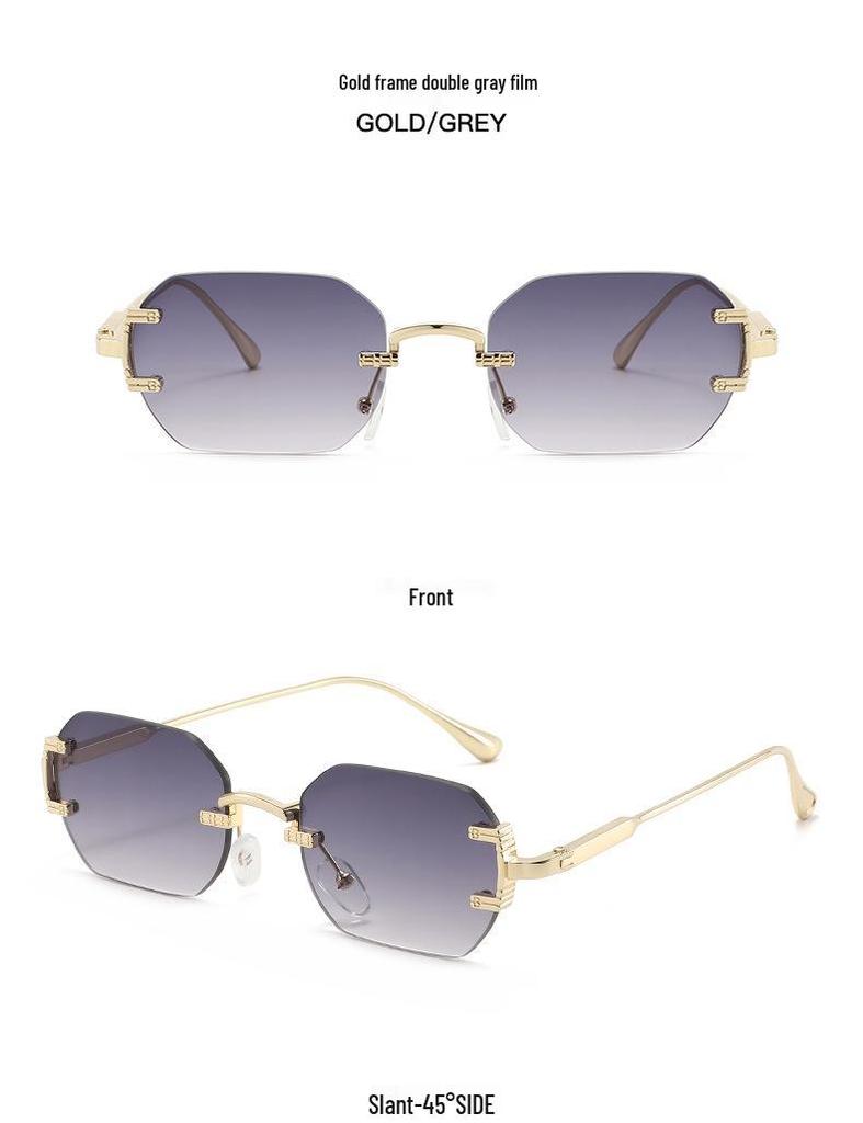 Trendsetting Frameless Metal Sunglasses: High-End Street Style for Men & Women