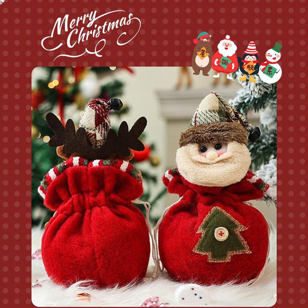 Christmas Knitted Doll Gift Bag Christmas Eve Apples Packaging Bag Santa Claus Snowman Elk Doll Storage Reusable Wrapper Bags