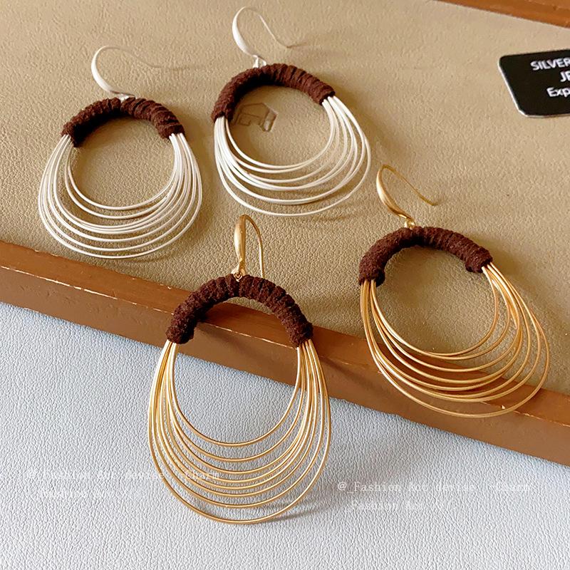 Unique Multi-Layer Circle Ear Hook Earrings: Bold European & American Style for Women