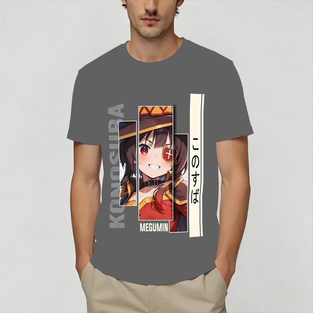 Casual T Shirt Summer Megumin KonoSuba Fashion TShirts Pure Cotton Tee Shirt for Unisex Casual Cheap Print Short Sleeve Clothes