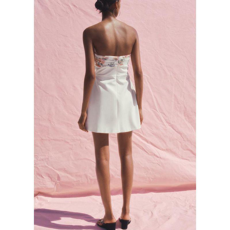 Summer New Product Women's Clothes Sweet Style off-the-Shoulder Straight Collar Print Thin Scarf Trim Short Dress 3067303