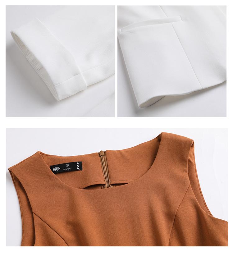 Set de fustă albă de toamnă pentru femei - Jachetă mică profesională și casual