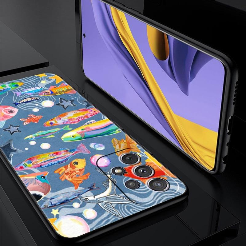 Blue Ocean Fish Phone Case for Samsung Galaxy A55 A35 A17 A07 A15 A13 A25 A51 A71 A72 A73 A32 A52 A52S A41 5G Soft TPU Shell Bag