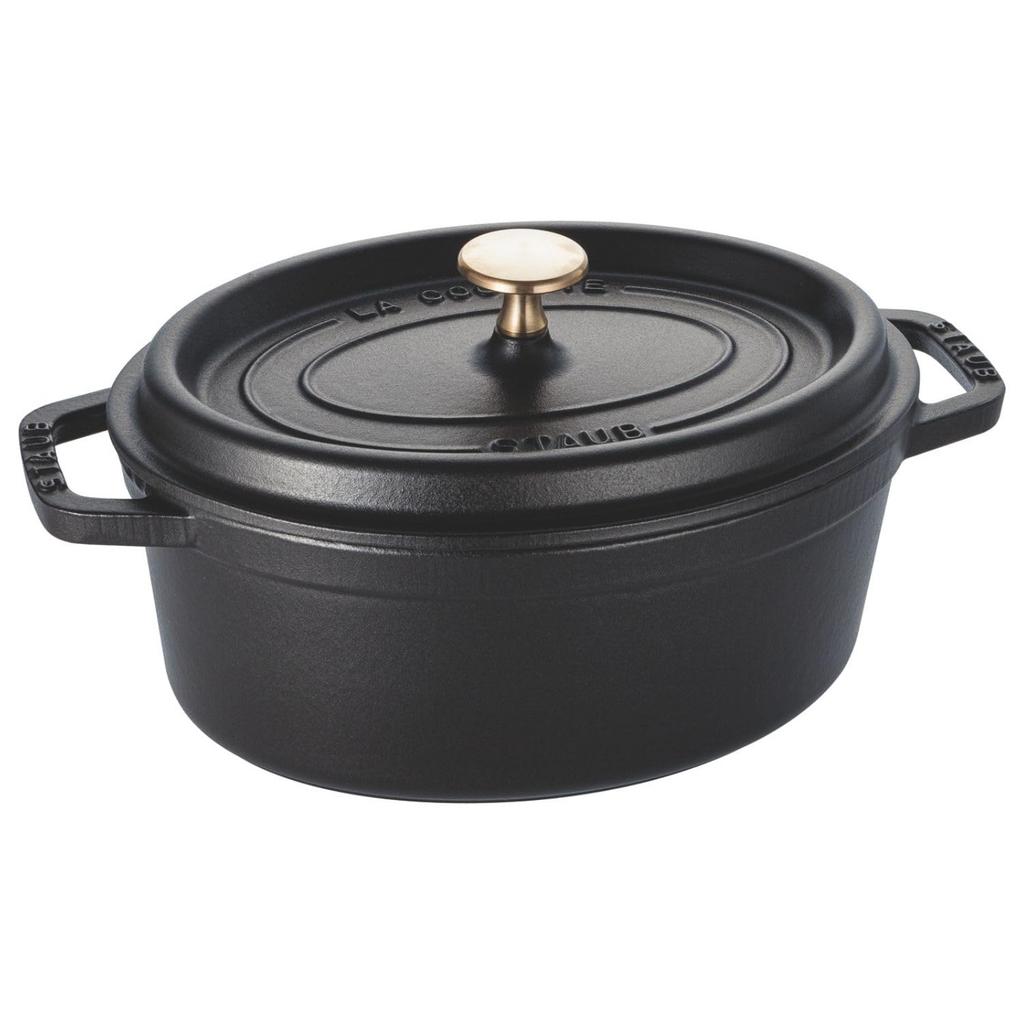 STAUB "Pico Cocotte Oval, Black, 23cm" Double-Handled Cast Iron Enamel Pot, Induction Compatible [Official Japanese Product] La Cocotte Oval 40500-231