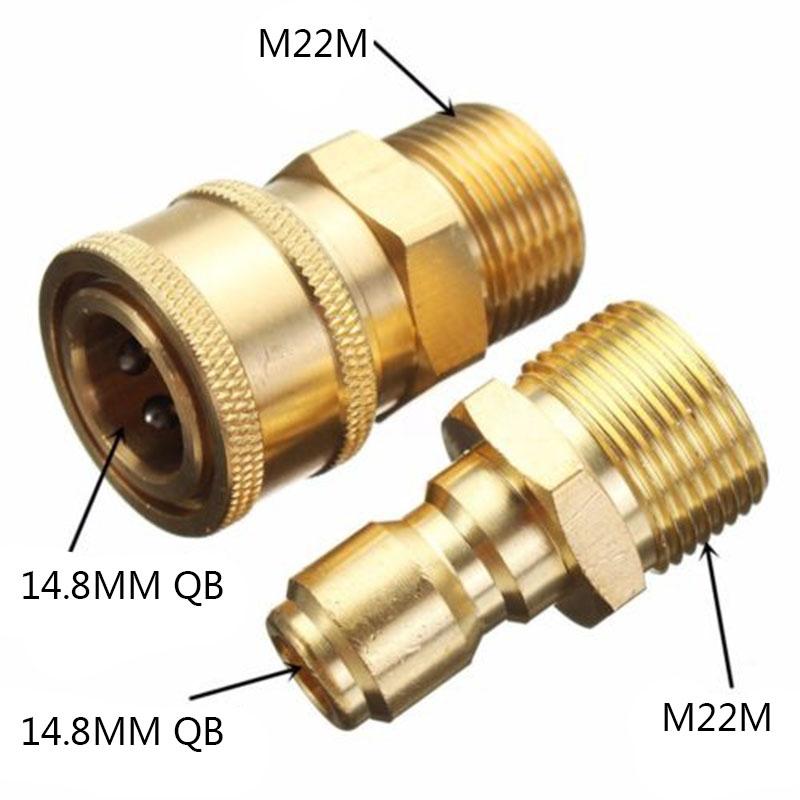 2x M22/14mm Female 3/8 Male Pressure Washer Adapter Quick Connect Replacement