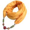 Cotton-Linen Infinity Scarf with Handmade Beaded Pendant, Women's 2-in-1 Boho Scarf Necklace Accessory