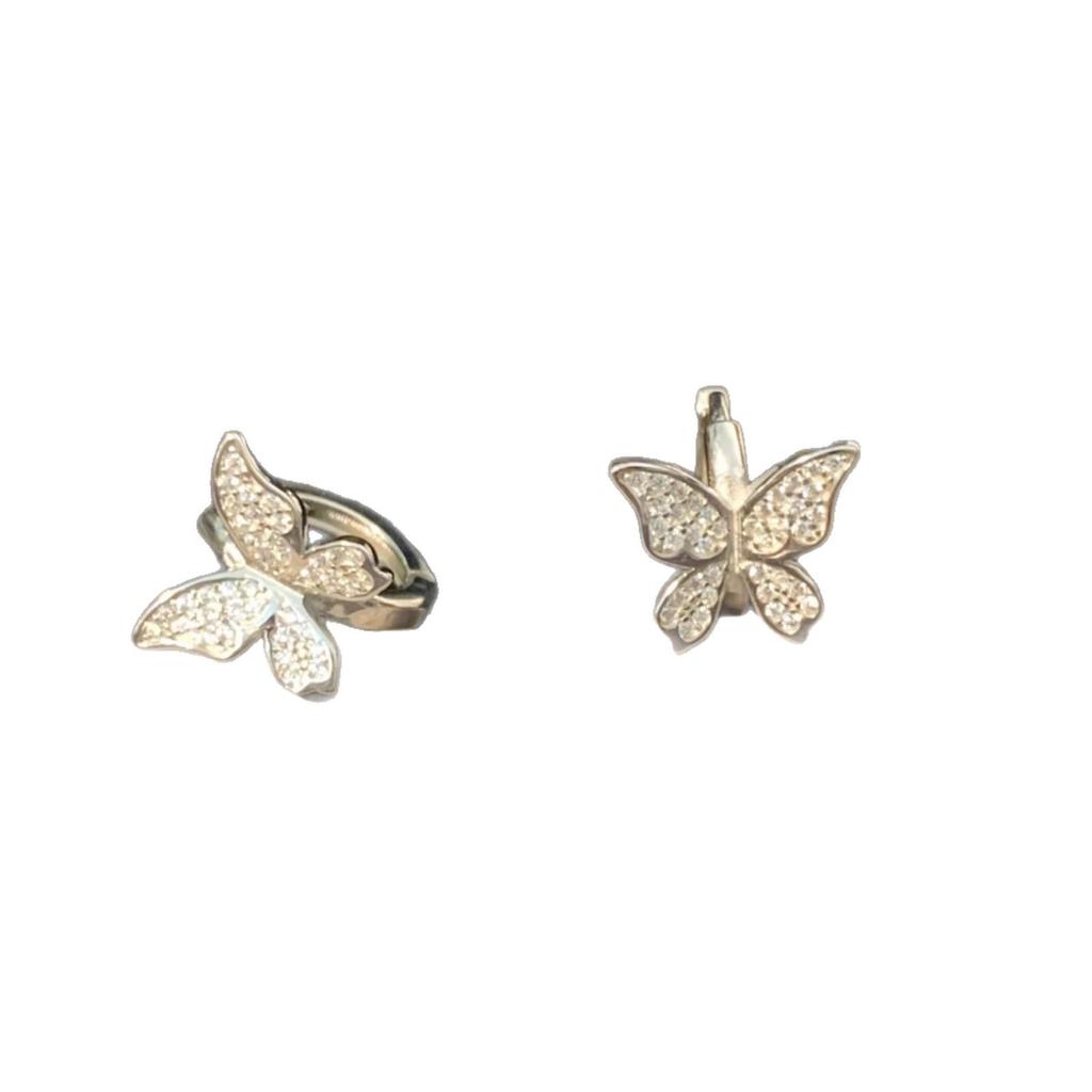 Korean-Style Micro-Paved Butterfly Ear Hoops with Zircon Stones - Elegant and Versatile Fashion Ear Cuffs.