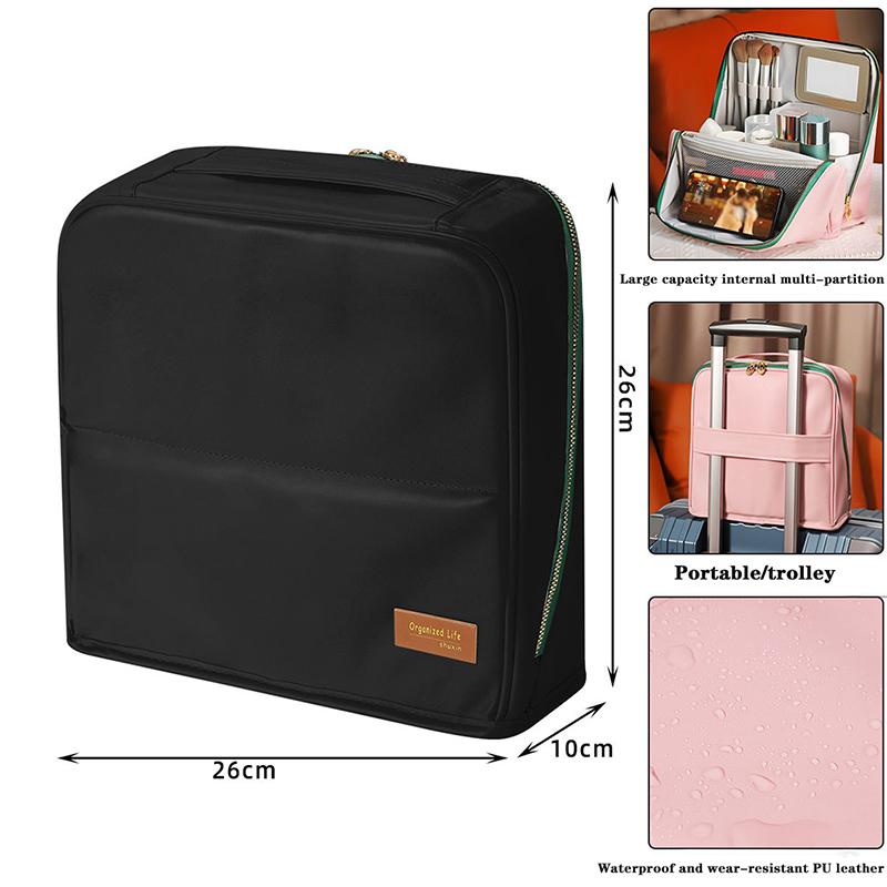 

Large-capacity cosmetic bag, convenient and can be hung on a suitcase, travel makeup essential, vertical pencil case storage bag чёрный