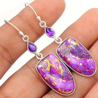 Able Women's Valentine's Day Purple Dot Resin Pendant Earrings Water Drop Jewelry