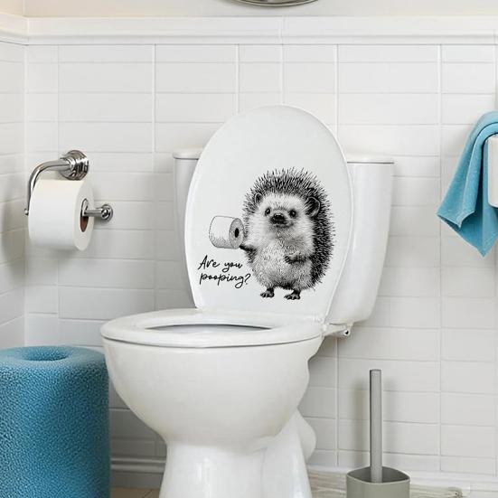 Are You Pooping Toilet Lid Stickers Funny Animals Toilet Seat Tank Lid Cover Decals Removable PVC Wall Sticker for Bathroom Washroom