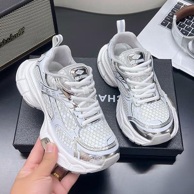 Height Increase~ Leather Thick-soled Mountaineering Women's Shoes Summer Mesh Breathable Single Mesh Hollow Casual Sports Shoes