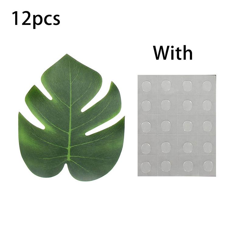 12Pcs Hawaii Artificial Palm Leaf Turtle Back Leaf Jungle Beach Theme Party Flower Arrangement Mat Accessories Cup Mat