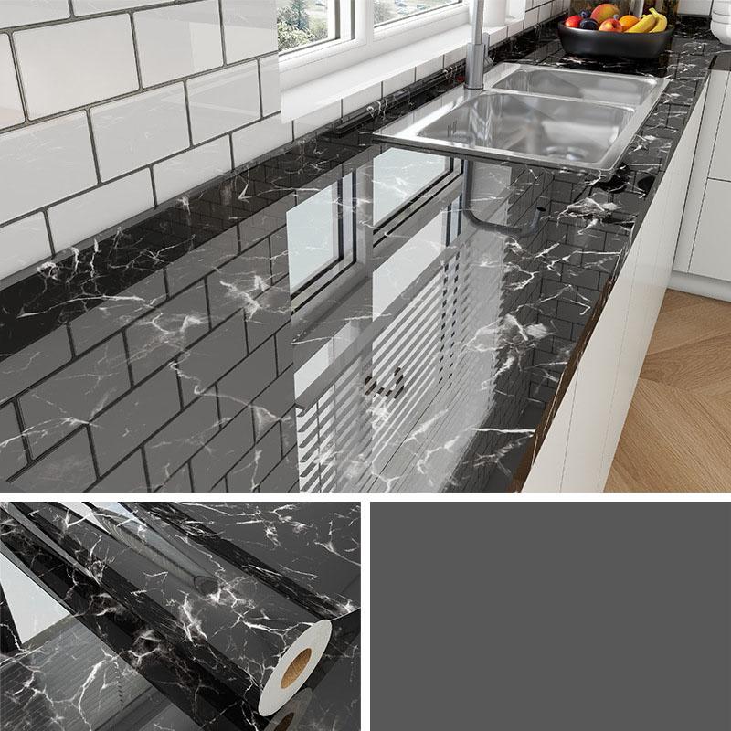 Marble Self Adhesive Film - Heat Resistant Kitchen Countertop Sticker, Waterproof Oil Proof Peel and Stick Wallpaper for Cabinet Refinishing