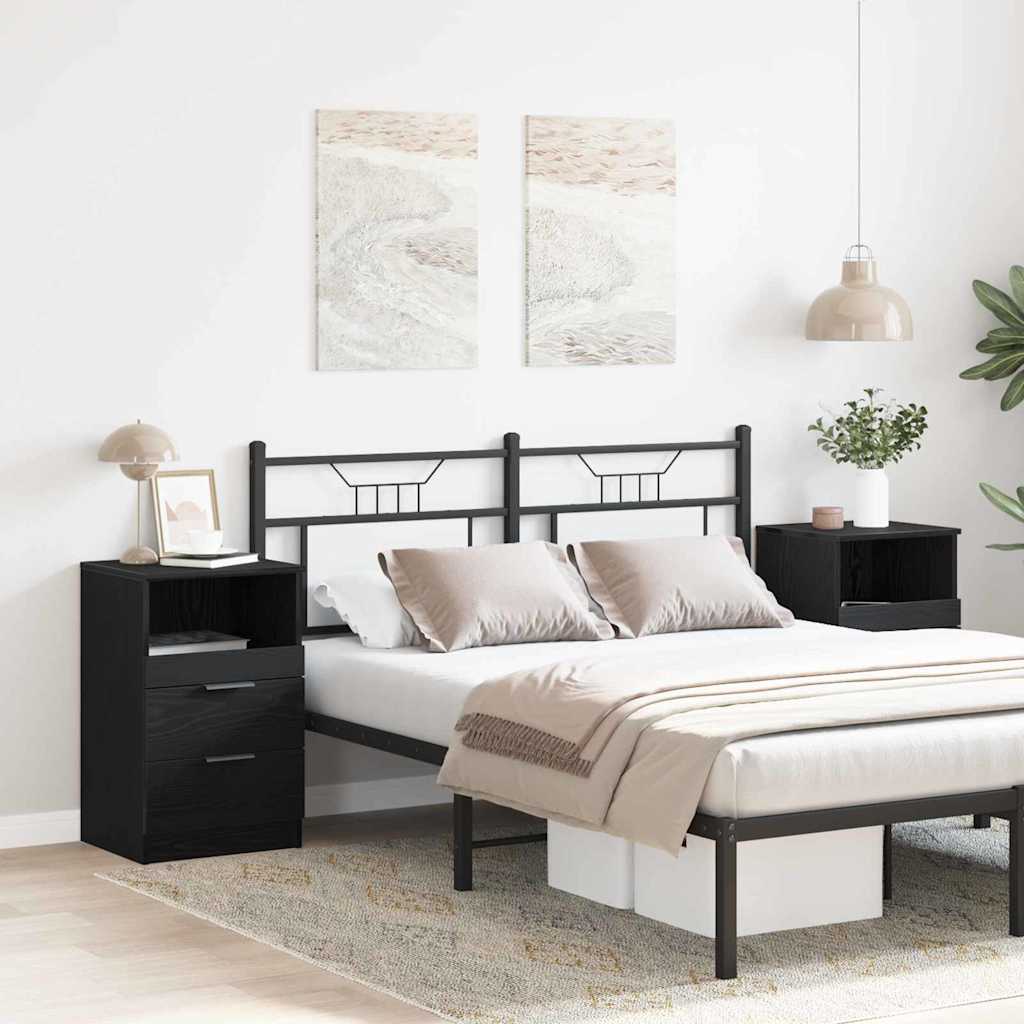 Nightstand Set of 2 Black Oak Effect 40 x 35 x 65 cm