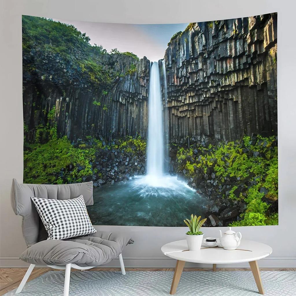 Tropical Forest Waterfall Tapestry Office Living Room Decoration Home Wall Tapestry