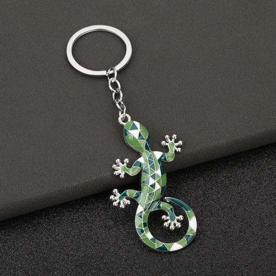 Keychain Pendant Geometric Pattern Imitation Gecko Design Zinc Alloy Key Chain Electroplated Design Key Holder Backpack Car Accessory