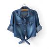 Giacca di jeans sottile a maniche corte Primavera Estate Moda Maglietta a nodo slim Sciarpa Capospalla da donna Corta Casual