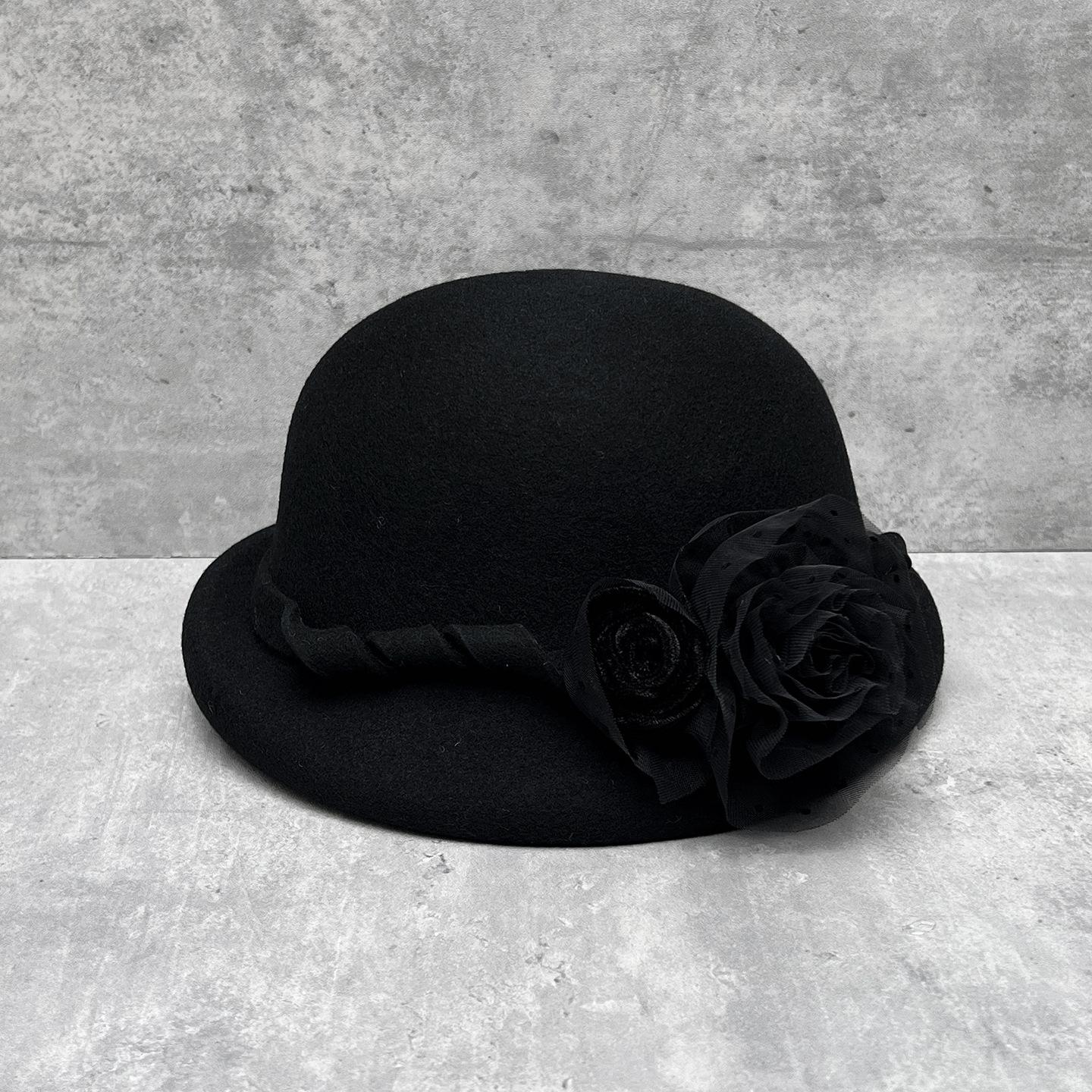 

25 Woolen Beret Women S Flower Curled Top Hat French Hepburn Elegant Thousand Gold Hat M（56-58cm）