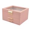 Gold Three-Layer Jewelry Box with Window for Necklaces and Earrings