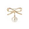 Elegant Simple Bow Brooches for Women Bowknot Pin Pearl Pendant Safety Lapel Pins Wedding Jewelry Body Accessories Creative Gift